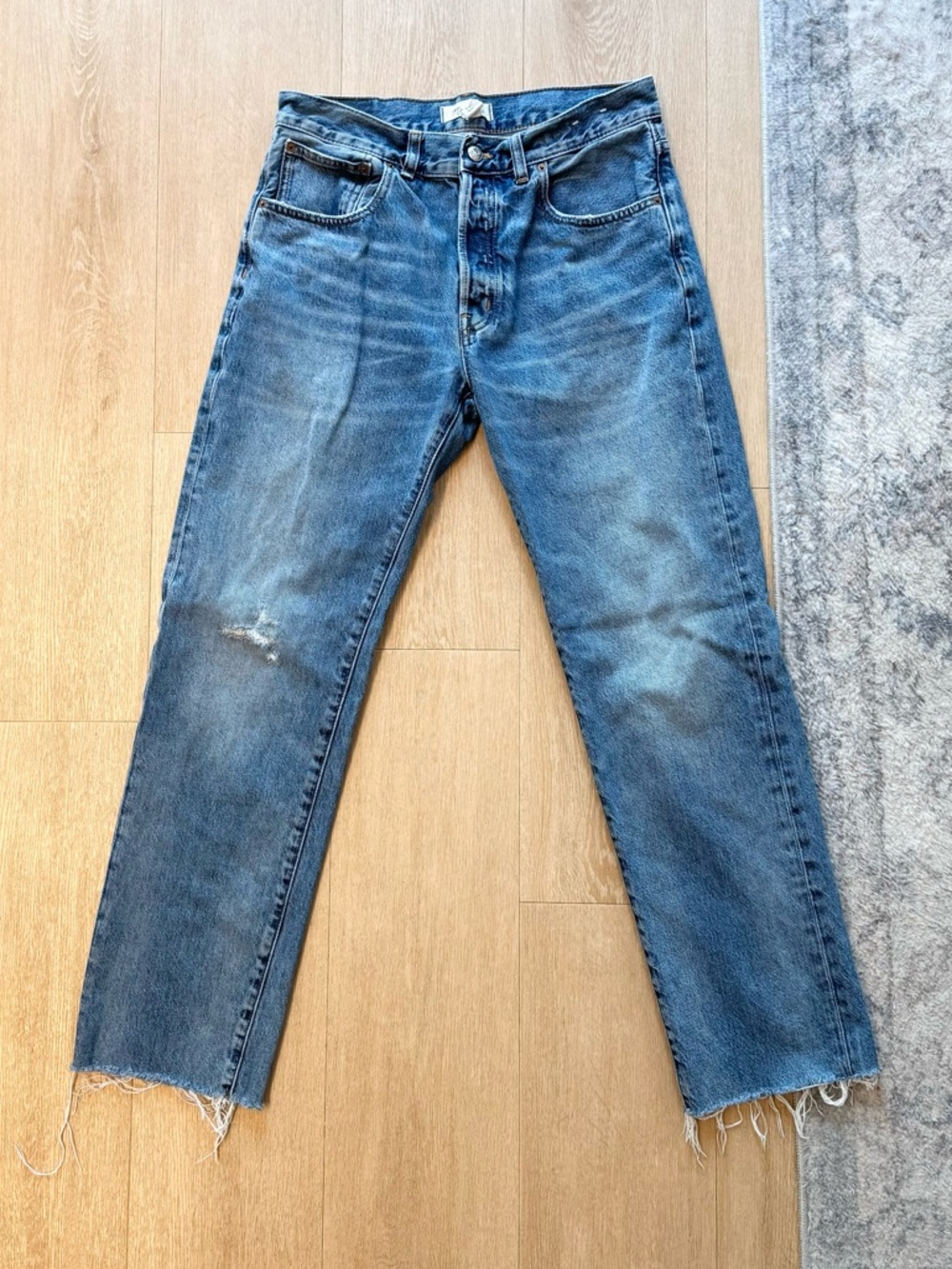 Madewell Medium Blue Denim Jeans with Contrast Topstitch